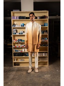 Project Bandi - Gold Yara Open Nehru Jacket with Kurta and Pyjama (Set of 3)