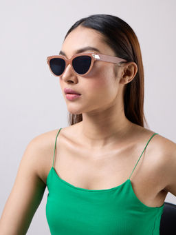Twenty Dresses by Nykaa Fashion - Light Brown Semi Circular Sunglasses