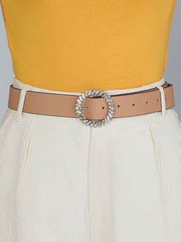 Twenty Dresses by Nykaa Fashion - Beige Solid Rhinestone Embellished Belt