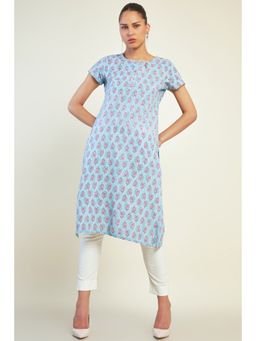 Soch - Women Blue Rayon Printed Kurta