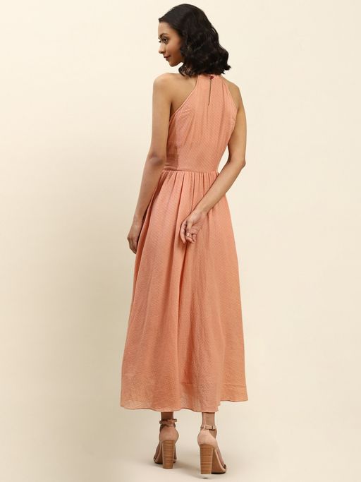 Buy Aarke Ritu Kumar Halter Neck Embroidered Long Dress Online