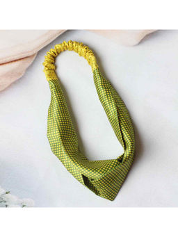 Tossido - Yellow & Green Checks Soft Satin Criss-Cross Top Headband