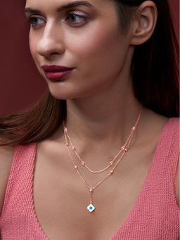 MINUTIAE - Womens Rose Gold-Plated Stones-Studded Pendant Necklace