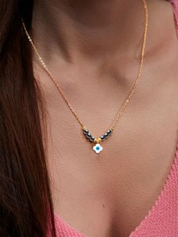 MINUTIAE - Womens Gold-Plated Stones-Studded Pendant Necklace