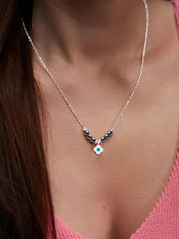 MINUTIAE - Womens Silver-Plated Stones-Studded Pendant Necklace