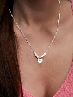 MINUTIAE - Silver-Plated Heart Shape Pendant Necklace for Womens
