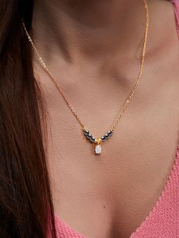 MINUTIAE - Gold-Plated Stones-Studded Pendant Necklace for Womens