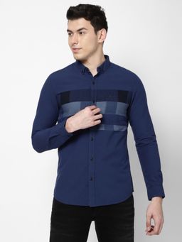Lee - Men's Colorblock Navy Blue Shirt Slim Fit