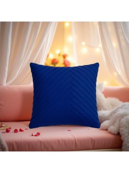 THROW PILLOW - Sophisticated Pleats: Navy Blue Cushion Cover For Elegant Interiors