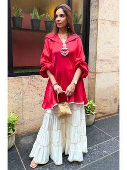 Ishnya - Mizaaj Hot Pink Tunic and Sharara