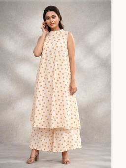 Sutra Art of Clothing - Cream Pure Cotton Sippy Top with Pant