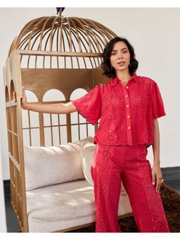 Style Island - Elsa Schiffli Crop Shirt for Women