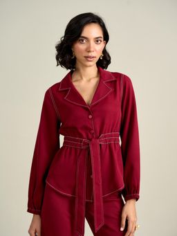 Style Island - Burgundy Solid Jacket