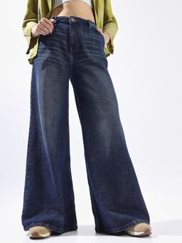 High Star - Women Navy Blue Solid Jeans