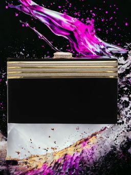 Toobacraft - Black and Gold-Toned Embellished Box Clutch With Shoulder Strap