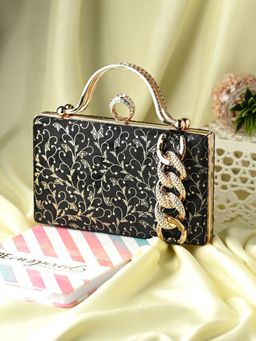Toobacraft - Embellished Box Clutch - Black