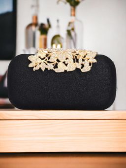 Toobacraft - Embellished Box Clutch With Shoulder Strap - Black