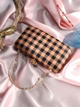 Toobacraft - Checked Embellished Box Clutch - Black
