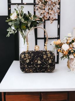 Toobacraft - Embroidered Box Clutch - Black