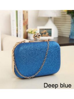 Toobacraft - Blue and Gold-Toned Embellished Box Clutch