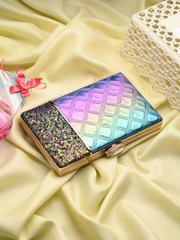 Toobacraft - Embellished Square Flat Box Clutch - Multi-Color