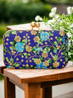 Toobacraft - Embroidered Box Clutch - Blue