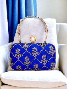 Toobacraft - Embroidered Box Clutch - Blue