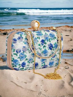 Toobacraft - Embellished Box Clutch - Blue