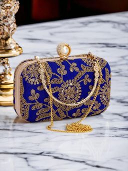 Toobacraft - Embellished Box Clutch - Blue