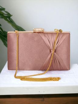 Toobacraft - Textured Bow Detail Box Clutch - Mauve