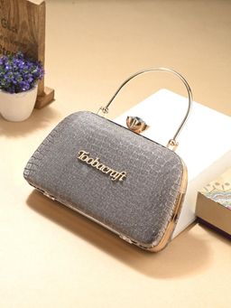Toobacraft - Embellished Box Clutch - Silver