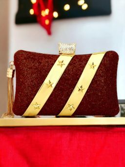 Toobacraft - Embellished Box Clutch - Maroon