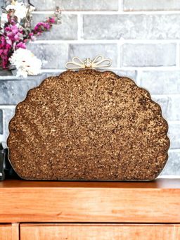 Toobacraft - Embellished Box Shell Clutch - Gold