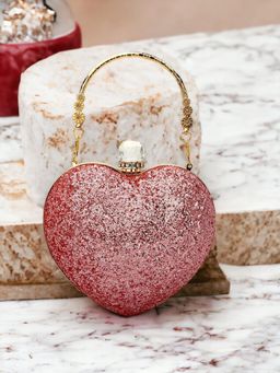 Toobacraft - Pink and Gold-Toned Embellished Box Clutch With Shoulder Strap