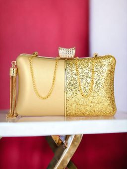 Toobacraft - Embellished Box Clutch - Gold