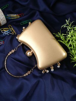 Toobacraft - Embellished Box Clutch - Gold