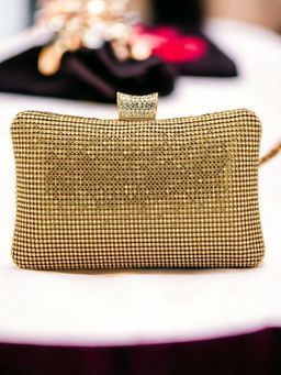 Toobacraft - Embellished Box Clutch - Gold
