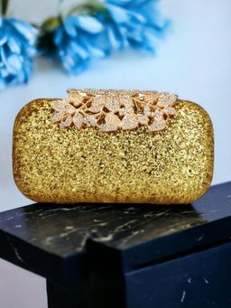 Toobacraft - Embellished Box Clutch - Gold