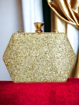 Toobacraft - Embellished Box Clutch - Gold