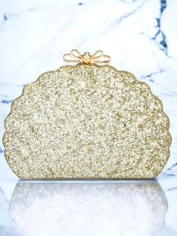 Toobacraft - Gold-Toned Embellished Half Moon Clutch