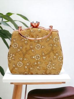 Toobacraft - Embroidered Box Clutch - Gold
