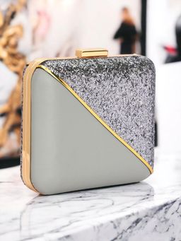 Toobacraft - Embellished Box Clutch - Silver