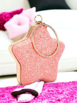 Toobacraft - Pink and White Embellished Box Clutch With Shoulder Strap
