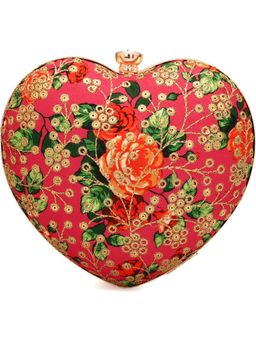 Toobacraft - Floral Embroidered Box Clutch - Pink