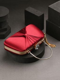 Toobacraft - Crepe Knot Small Boat Box Clutch - Red