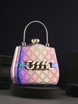 Toobacraft - Embellished Square Chain Basket Box Clutch - Gold