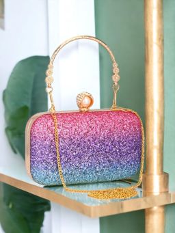 Toobacraft - Embellished Box Clutch - Multi-Color