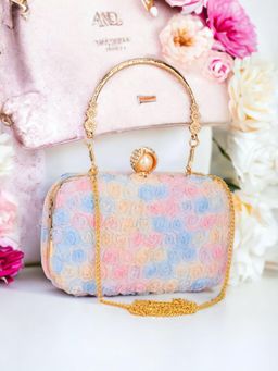 Toobacraft - Textured Embellished Box Clutch - Multi-Color