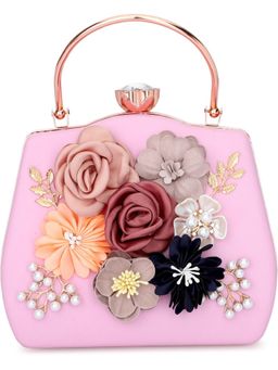 Toobacraft - Floral Embellished Box Clutch - Pink