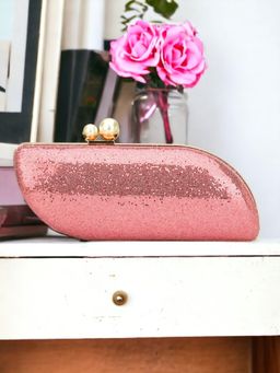 Toobacraft - Double Pearls Embellished Box Clutch - Pink